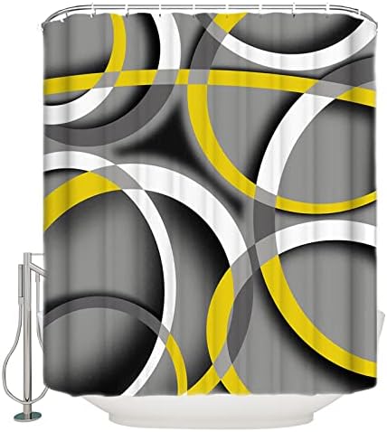 Waterproof Shower Curtain with Abstract Geometric Stripes for Bathroom Set of 1