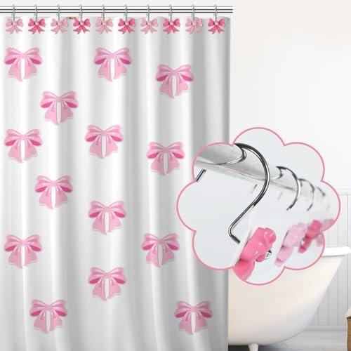 Durable Elegant Pink Bow Shower Curtain Hangers