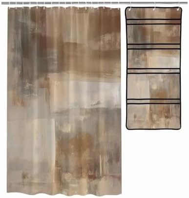 Waterproof Shower Curtain Organizer - 48x72 Brown