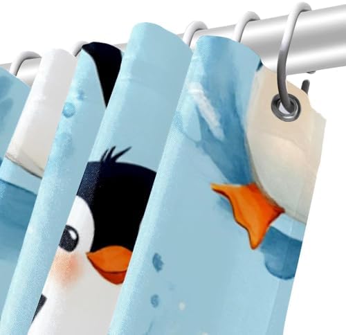 Joyful Penguins Waterproof Shower Curtain Set