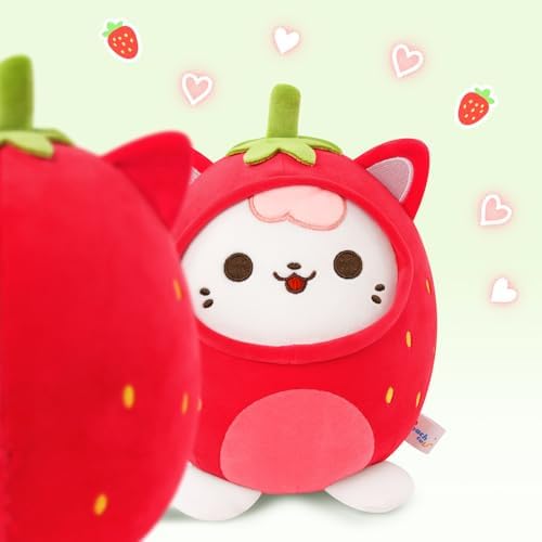 PEACH CAT Strawberry Cat Plush Pillow Red 8