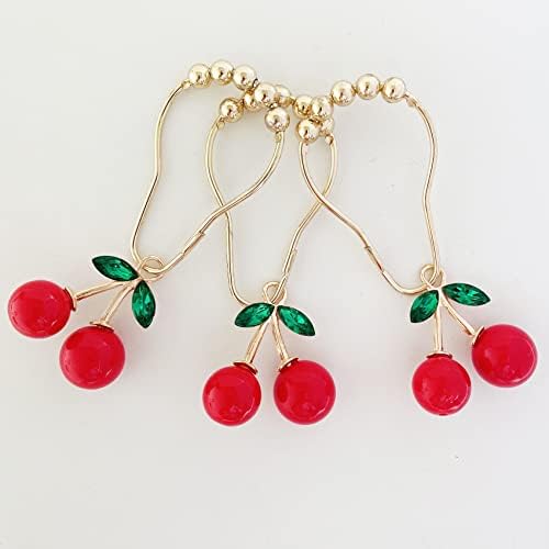 ZILucky 12pcs Red Cherry Shower Curtain Hooks