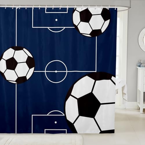 Jejeloiu Football Shower Curtain Soccer Ball Pattern 72x72