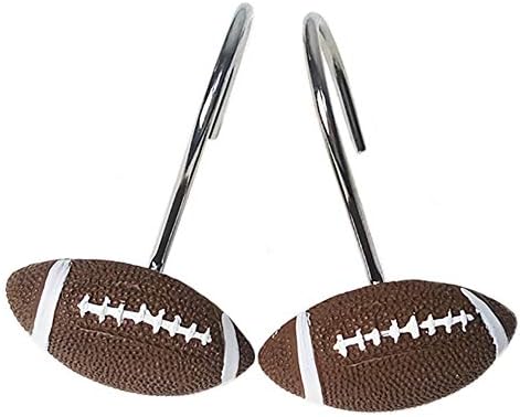 Football-Themed Shower Curtain Hangers Set of 12