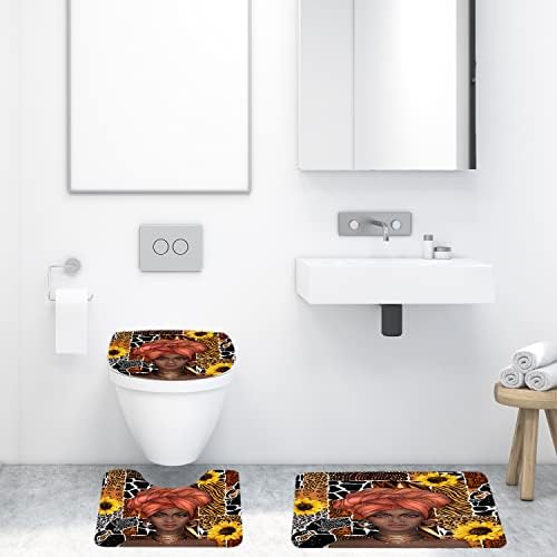 Elegant African-Inspired Black Woman Shower Curtain Set