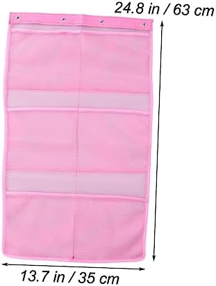 SHOWERORO Space-Saving Mesh Organizer 4-Ring Hangers Pink