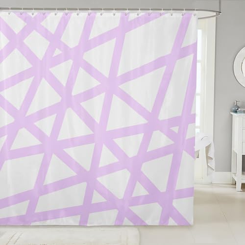 Manfei White Purple Showers Bath Curtain Set for Travel Home