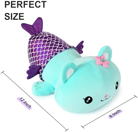 Onsoyours 12 Inch Cute Kitten Mermaid Plush Pillow