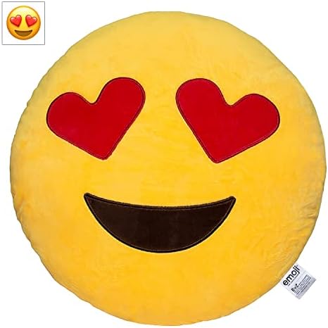 EvZ Emoji Heart Eyes Plush Pillow 32cm Yellow