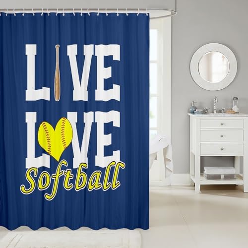 Softball Bath Curtain Set 72x72 Inch Castle Fairy