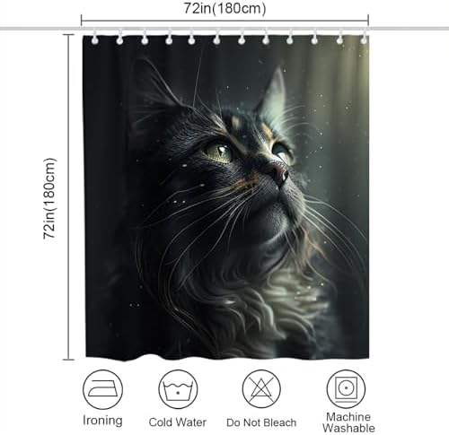Cute Main Coon Cat Shower Curtain 72x72 inches
