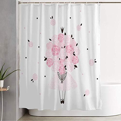 Starobos Pink Princess Doodle Shower Curtain Set