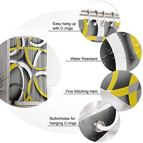 Waterproof Shower Curtain with Abstract Geometric Stripes for Bathroom Set of 1