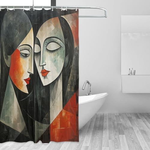 Kissing Girl Oil Painting Boho Shahbn Curtain Set Luxury Functional