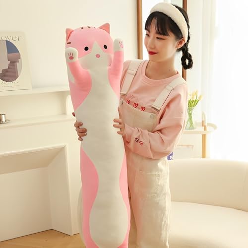 WUYU Plush Cat Pillow for Kids and Girlfriend 150cm Pink