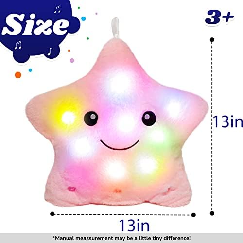 Cuteoy 13 Pink Star Plush Pillow - LED Night Light Music