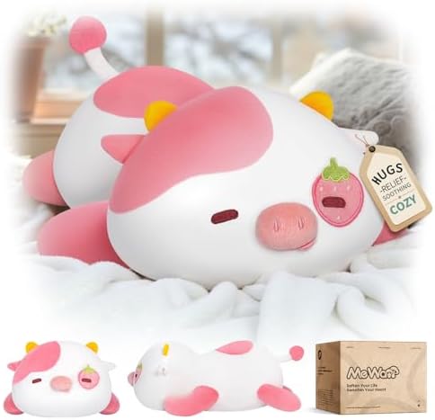 Mewaii Cute Cow Plush Pillow Kawaii Strawberry Cuddle Comfy for Kids Girls