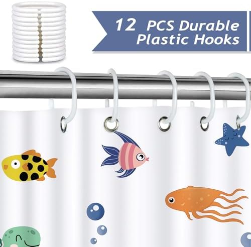 Bonhause Kids Shower Curtain with Ocean Theme