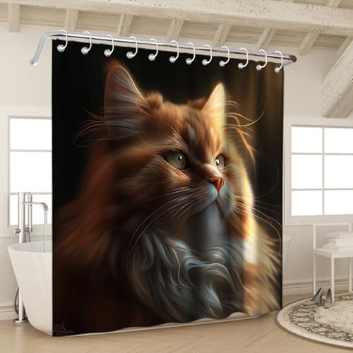 Elevate Your Bathroom with OTRANTOs Cute Cat Shower Curtain