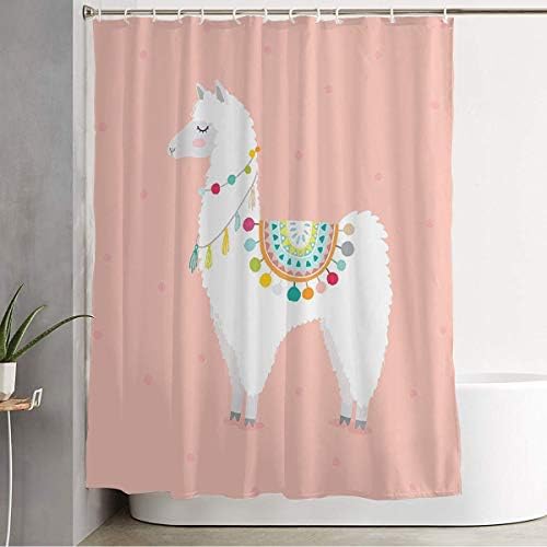 Starobos Cute Pinky Pink Llama Shower Curtain Set