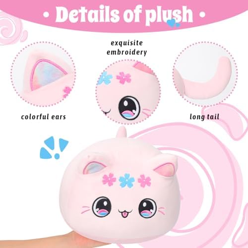 Cute Cat Plush Pillow 7 Rainbow Pink Kitten Stuffed Animal