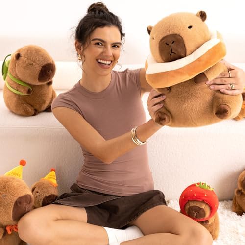 Ditucu Capybara Plush Pillow with Wearable Headgear