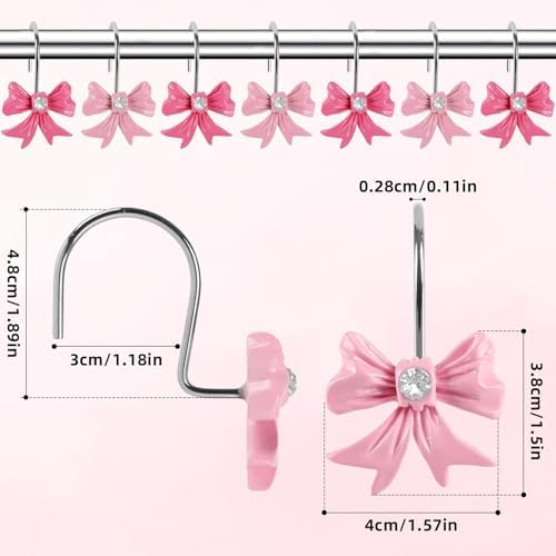 Durable Elegant Pink Bow Shower Curtain Hangers