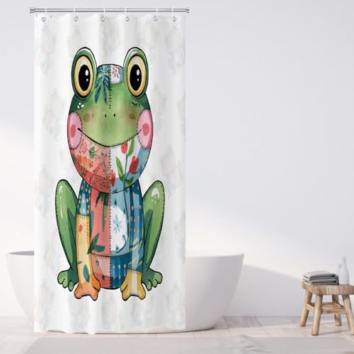 OTRANTO Fun Frog Shower Curtain Set