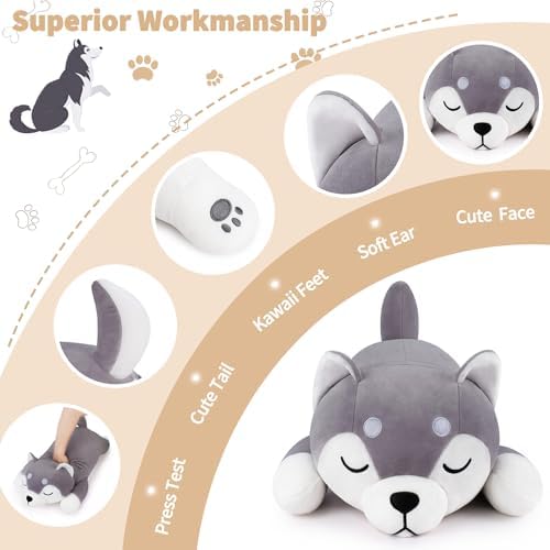 Husky Plush Pillow 30 Soft Cozy