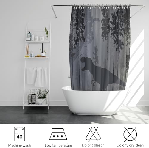Funny Dinosaur Shower Curtain Set for Kids Boys Men 72x72in