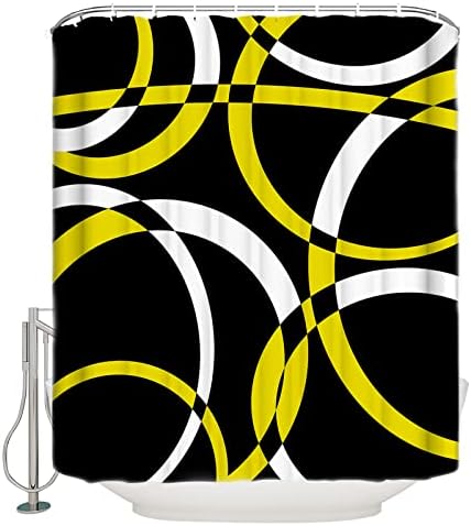 Sturdy waterproof shower curtain for bathroom with abstract geometric design