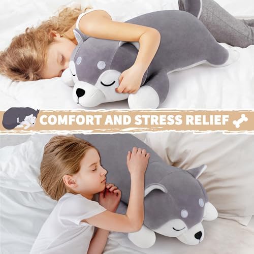 Husky Plush Pillow 30 Soft Cozy