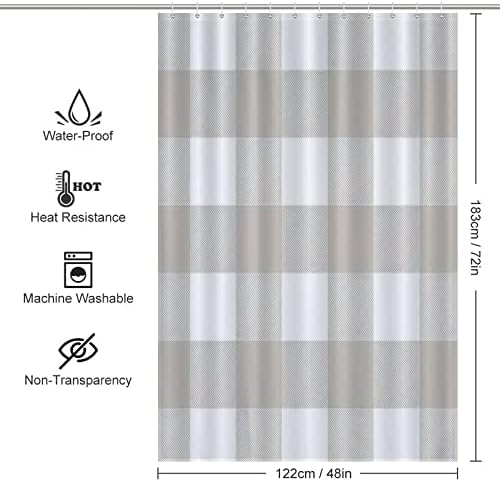 UanMereStriking Buffalo Check Tartan Plaid Shower Curtain Machine Washable Waterproof