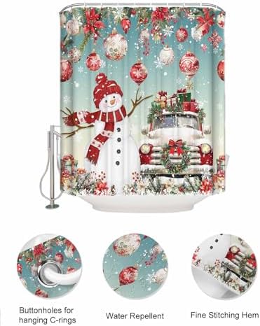 Christmas Snowman Waterproof Shower Curtain