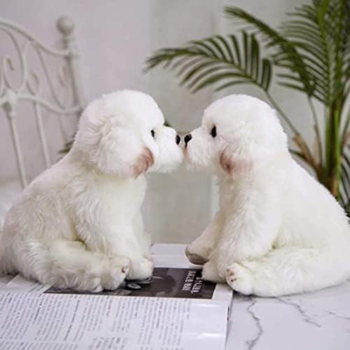 QREZAA 14 Realistic Plush Maltese Dog