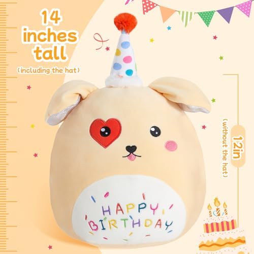 14 Happy Birthday Cuddly Puppy Plush Pillow Gift