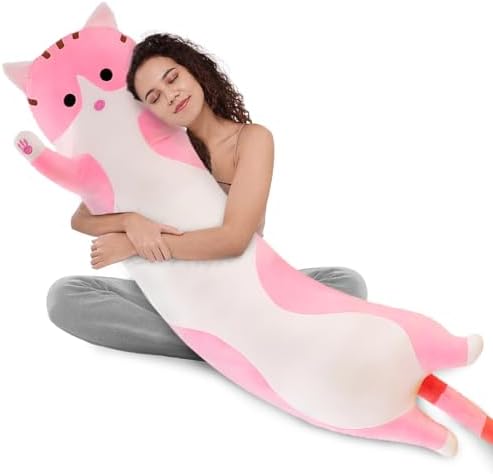 WUYU Plush Cat Pillow for Kids and Girlfriend 150cm Pink