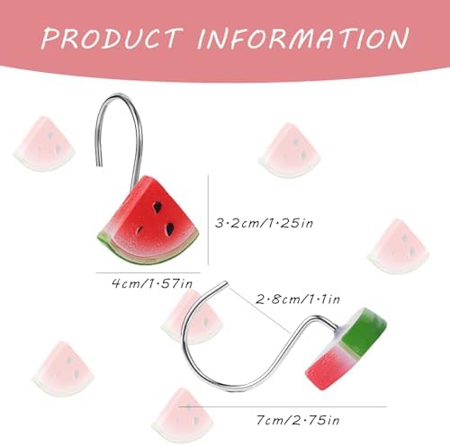12 PCS Watermelon Shower Curtain Hooks Decorative
