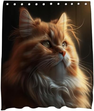 Elevate Your Bathroom with OTRANTOs Cute Cat Shower Curtain