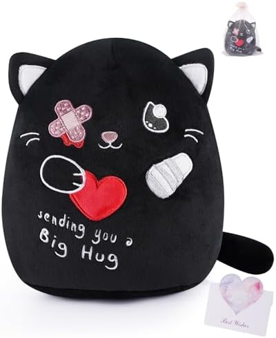 Get Well Soon Black Cat Plush Toy - 9 Inch with Band-Aid