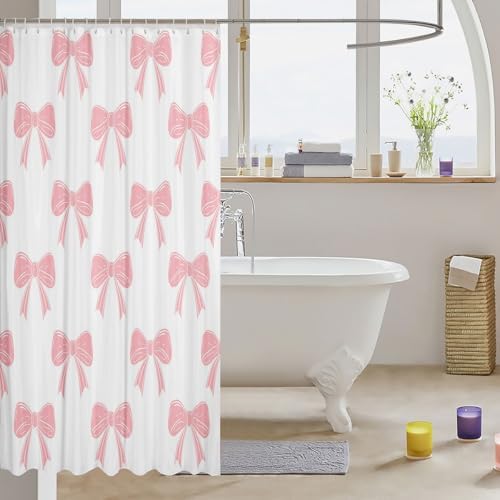 Gpictured Bow Bath Curtain for Kids Adults 72x72 Unique Fun Waterproof
