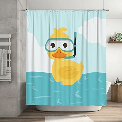 Lovetar Cute Duck Kids Waterproof Shower Curtain Set