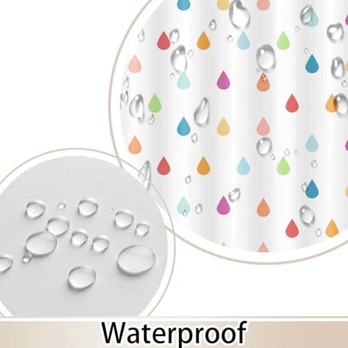Retro Cute Kids Shower Curtain Set with Raindrop Design