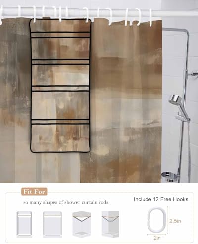 Waterproof Shower Curtain Organizer - 48x72 Brown