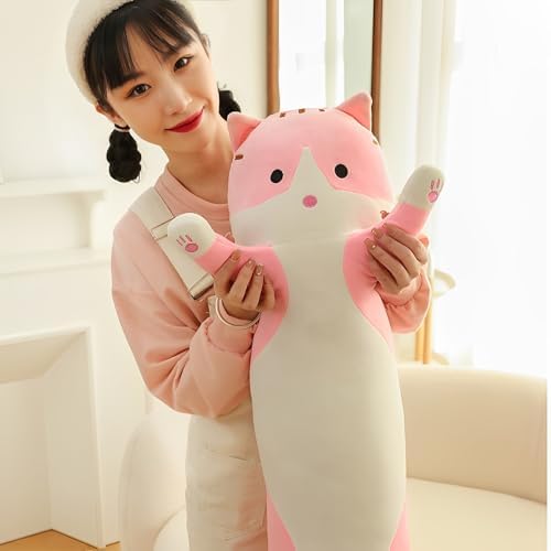 WUYU Plush Cat Pillow for Kids and Girlfriend 150cm Pink
