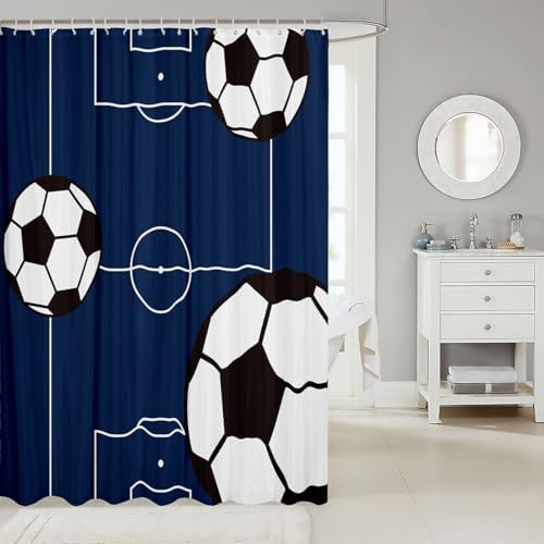 Jejeloiu Football Shower Curtain Soccer Ball Pattern 72x72
