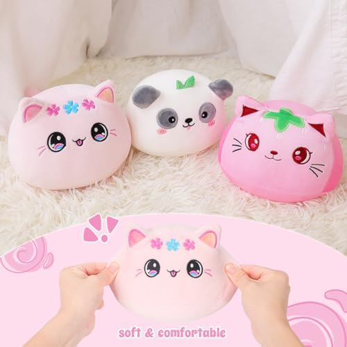Cute Cat Plush Pillow 7 Rainbow Pink Kitten Stuffed Animal