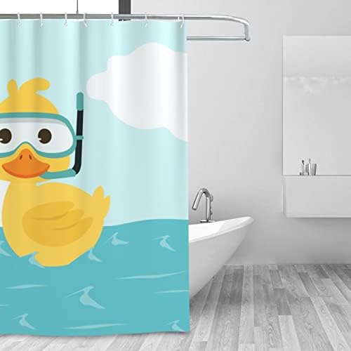 Lovetar Cute Duck Kids Waterproof Shower Curtain Set