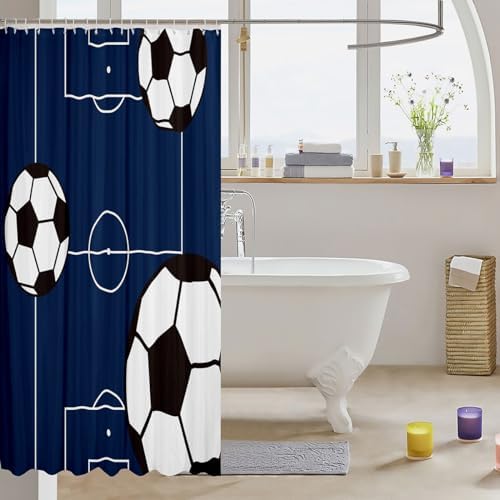 Jejeloiu Football Shower Curtain Soccer Ball Pattern 72x72