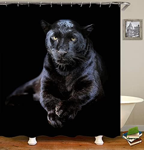 Set of 4 Black Panther Bath Curains with Rugs